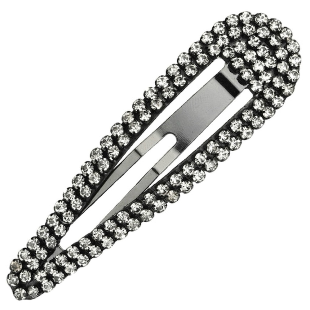 KITSCH x Justine Marjan XL Rhinestone Snap Clip - Hematite NIB